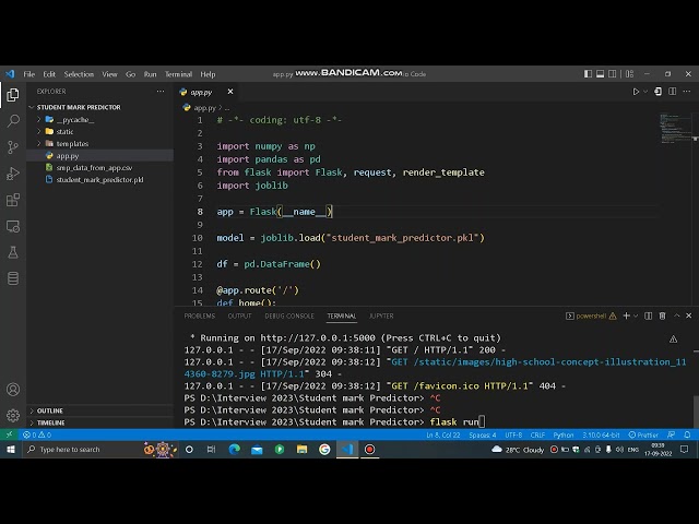 Student Marks Predictor project in Python and Flask