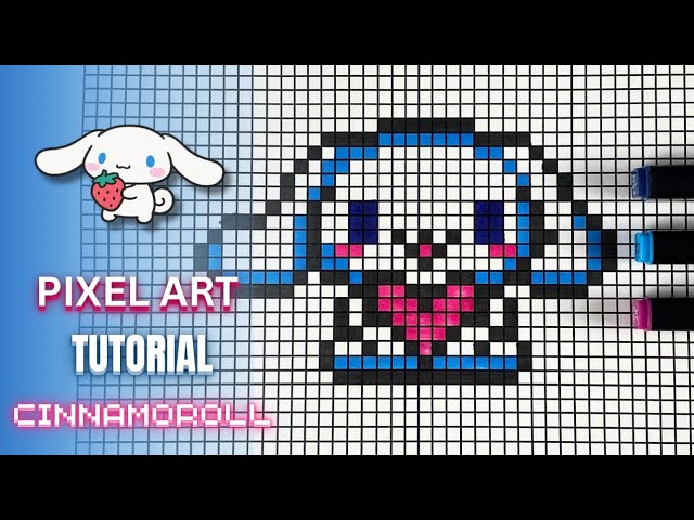 Pixel Art Tutorial: Drawing & Coloring Cinnamoroll Step by Step ☁️💙