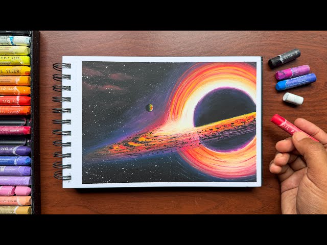 How to Draw a Black Hole with Oil Pastels | Space Art Tutorial for Beginners