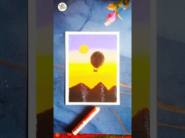 Amazing Hot Air Balloon Sunset Drawing 🎨🌅 #Shorts