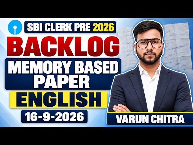 🟢 SBI Clerk Pre 2026 BACKLOG Exam Memory Based Paper English | SBI Clerk Pre 2026 Memory Based Paper