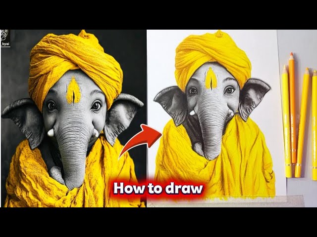 Ganesh ji Drawing 😍 Ganesh Chaturthi Drawing, Tutorial Video, Outline Drawing tutorial, Ganesha Art