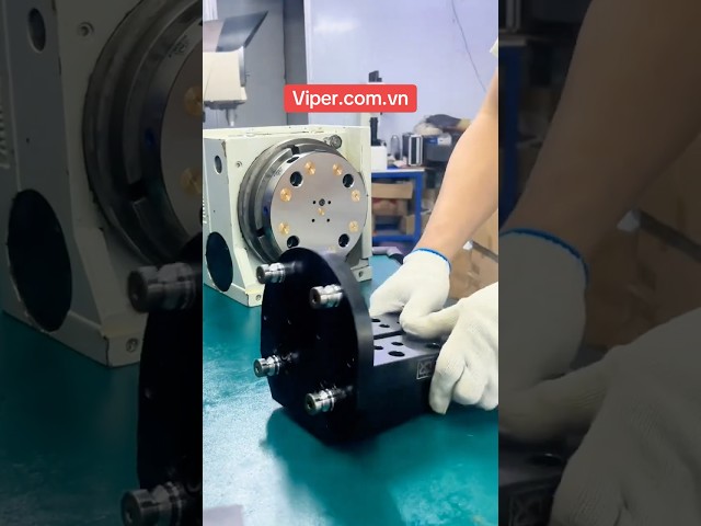 Bàn gá trục xoay kết hợp đế tháo lắp nhanh. #fixture #truc4 #zeropoint #bangatrucxoay #4axis