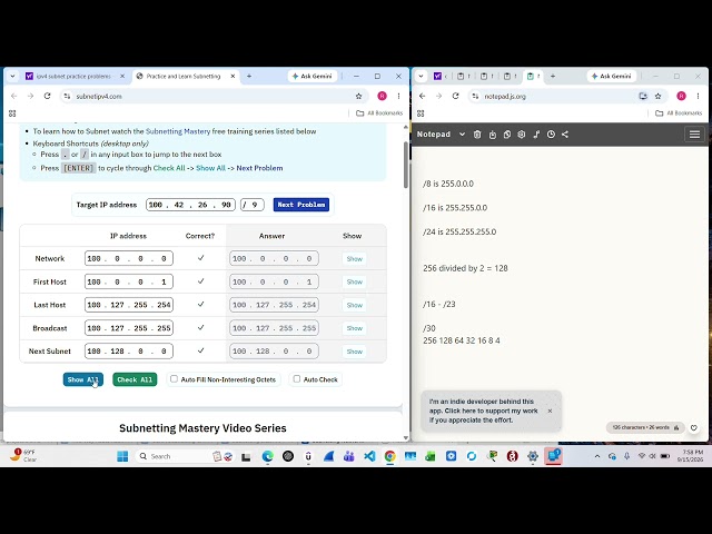 Subnetting huge networks /8 - /15 using a trick that works for me. 