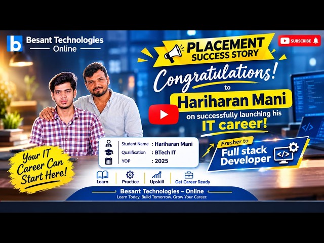 Hariharan Mani Gets Placed as Full Stack Developer | Online Training   | Besant Technologies