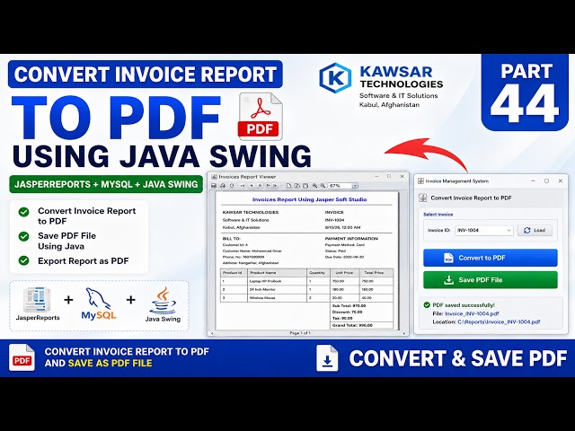 JasperReports Tutorial for Beginners 2026 | Convert Invoice Report to PDF File Using Java (Part 44)