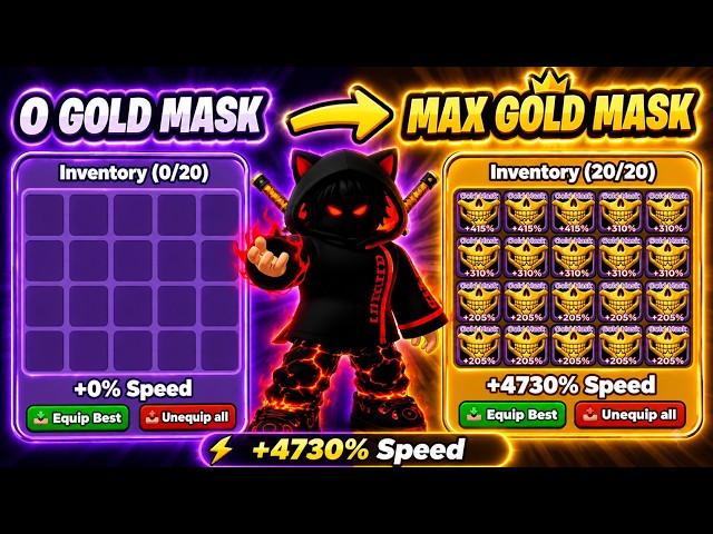 0 to max rare gold mask inventory 😱 +1 speed keyboard escape | Roblox