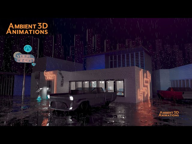 Cyberpunk Diner City Chill Rain Sounds
