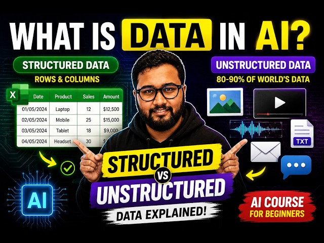 What is Data in AI? Structured vs Unstructured Data Explained | AI Course for Beginners