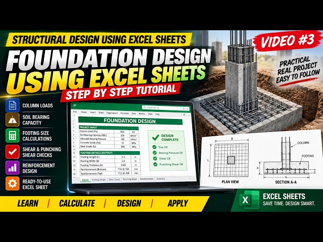 Video #4: Foundation Design Using Excel Sheets | Complete Step-by-Step Tutorial