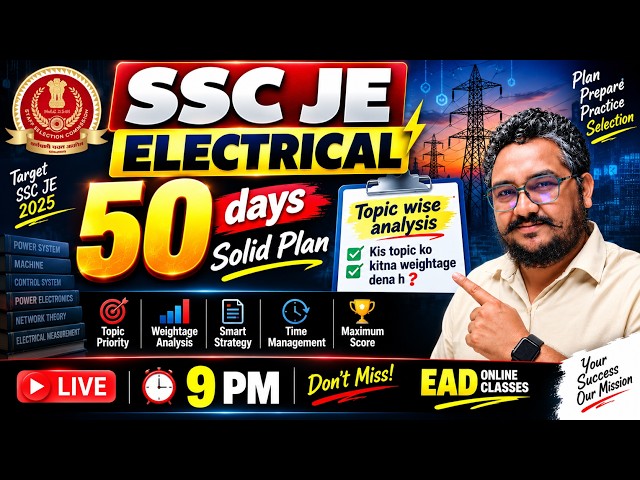 SSC JE ELECTRICAL📢50 Days Solid Plan🔥Topic-wise Strategy🚀By Raman Sir