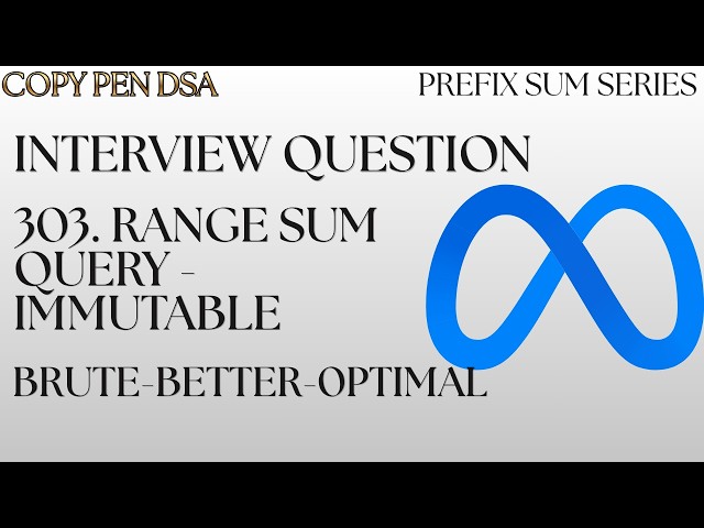 303. Range Sum Query - Immutable | LeetCode Easy | Prefix Sum Pattern | Brute to Optimal