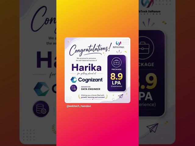 Congrats Harika 💐#placedcandidate #dataanalytics  #training #webtech #bengaluru 📞 8884574715