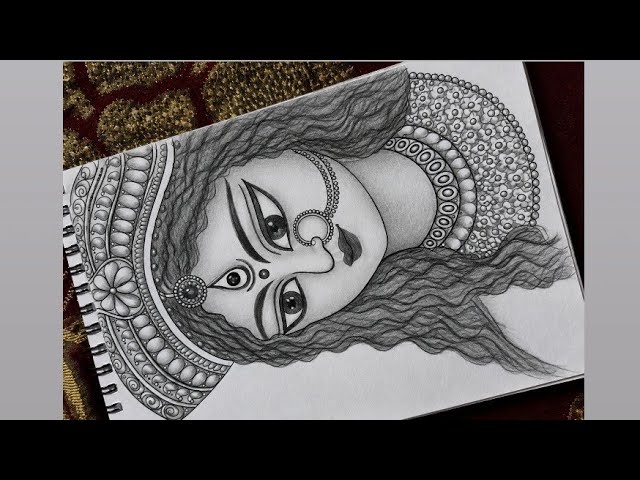 MAA Durga Sketch Drawing for beginners 