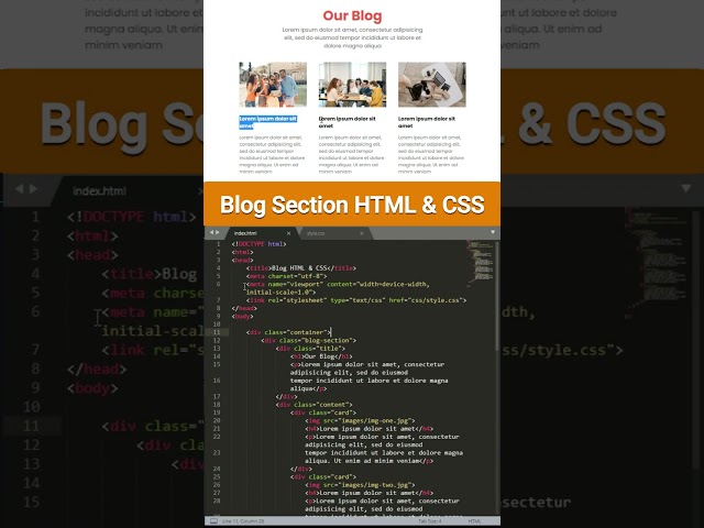 Our Blog Section Using HTML & CSS #shorts