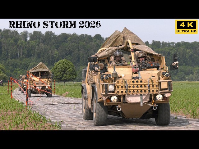 4Kᵁᴴᴰ British Army Exercise Rhino Storm 2026 Convoy crossing M3 Bridge: Jackal MAN SVR Defender Wolf