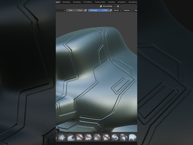 Did you know you can paint panel cuts directly on your Normal map with UcuPaint? #blender3d #b3d