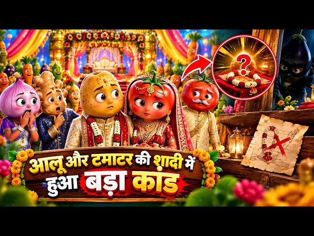 Aalu Aur Tamatar Ki Shaadi Mein Hua Bada Kand 😱 | Hindi 3D Cartoon Story | #aistory #vegetablestory 