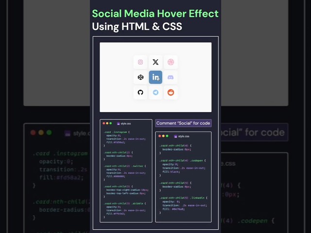 🔥Social Media Grid Hover Effect Using HTML & CSS! #coding