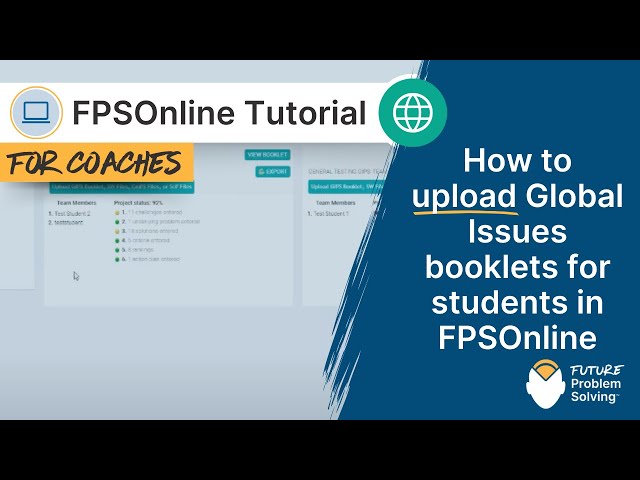 How to upload Global Issues booklets for students in FPSOnline