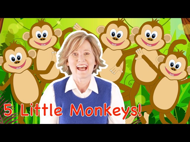 5 Little Monkeys Jumping On The Bed! Learn to count with Vicky Arlidge!