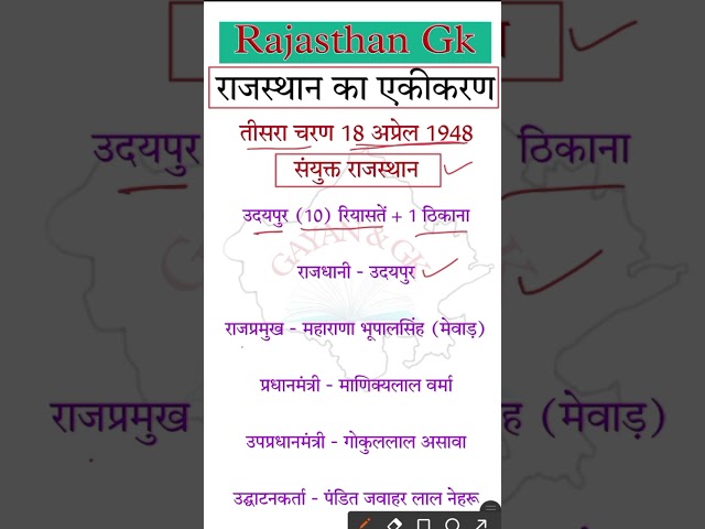 राजस्थान का एकीकरण #4thgrade_rajasthan #gk #rajasthanklasanskrti #4thgrade2025 #gkquiz #rajgk