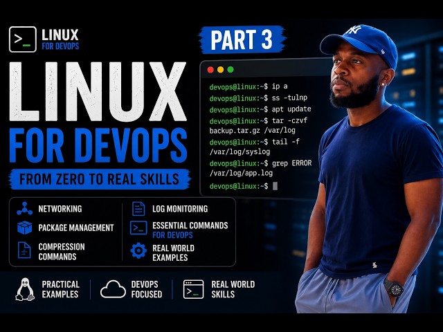 Linux for DevOps Ep 3 - Networking, Logs, Packages & Essential Commands