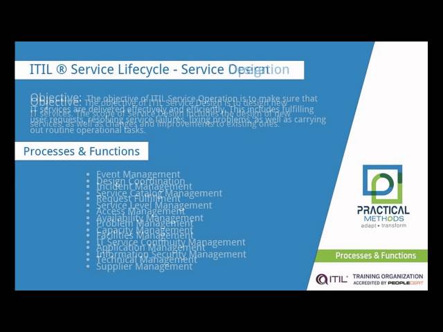 ITIL Intermediate service lifecycle Training  Process & Function