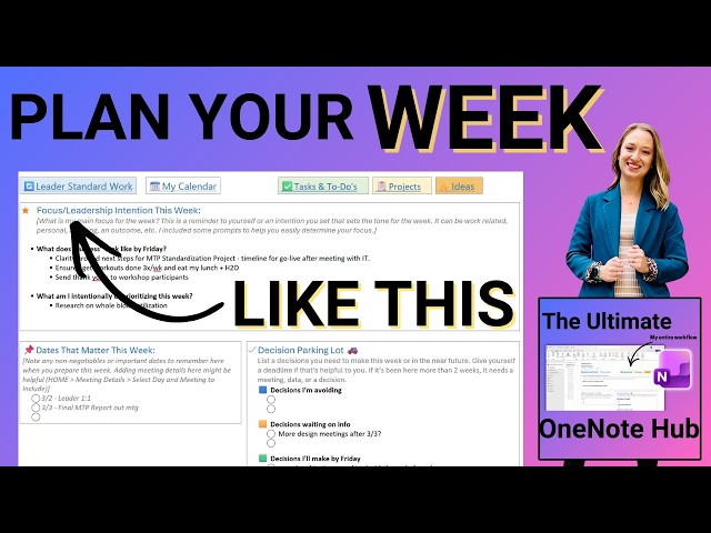 OneNote Daily & Weekly Dashboard Tutorial | How to Plan Your Week for Work - Ultimate OneNote Hub