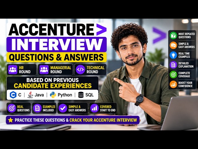 Accenture Interview Questions & Answers 2026 | HR + Managerial + Technical | C, Java, Python, SQL