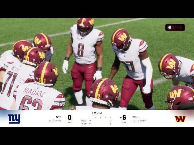 🔴Washington Commanders vs. New York Giants Week 5🏈NFL live Simulation | Madden NFL 2026 GAMEPLAY