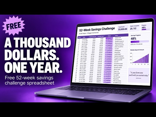 52-Week Savings Challenge Spreadsheet — Full Walkthrough Tutorial (Excel & Google Sheets)