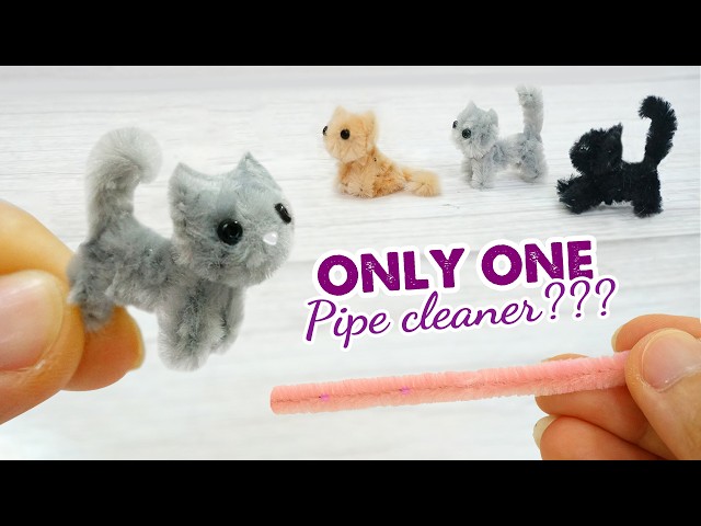 Cute Tiny Kitten from ONE pipe cleaner | How to make a cat out of pipe cleaners