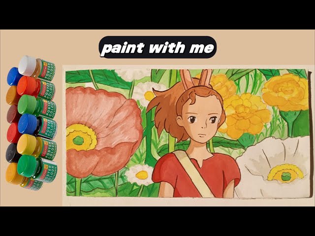 🌸Studio Ghibli The Secret World Of Arrietty Relaxing Painting Process🌸✨#ghibli #hayaomiyazaki #anime