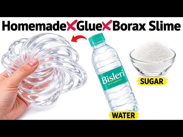 How to make Water and Sugar Slime at home Without Glue Borax & Activator/ASMR Water Slime satisfying