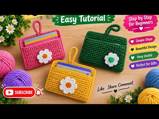DIY Easy Crochet Card Holder Purse 🌸💳 | Step by Step Beginner Tutorial ✨