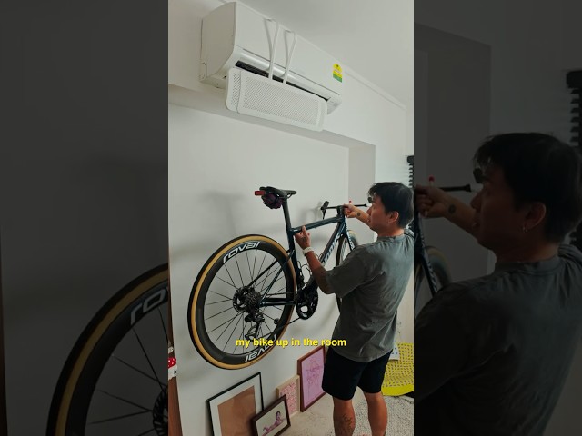 I destroyed my wall trying to mount my bike…. #shorts #cycling