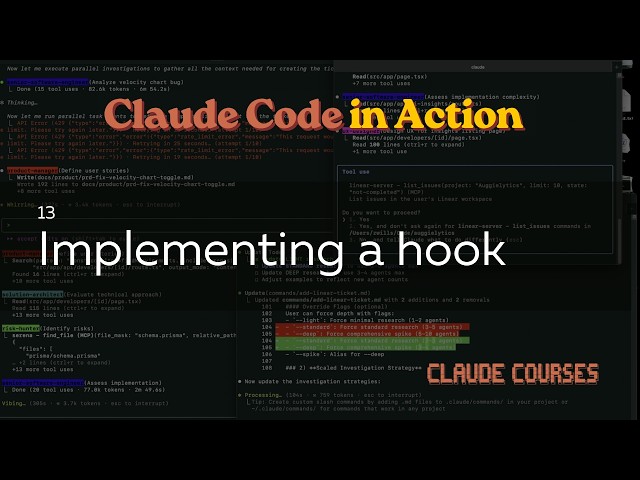 13. Implementing a hook - Claude Code in Action - Claude course
