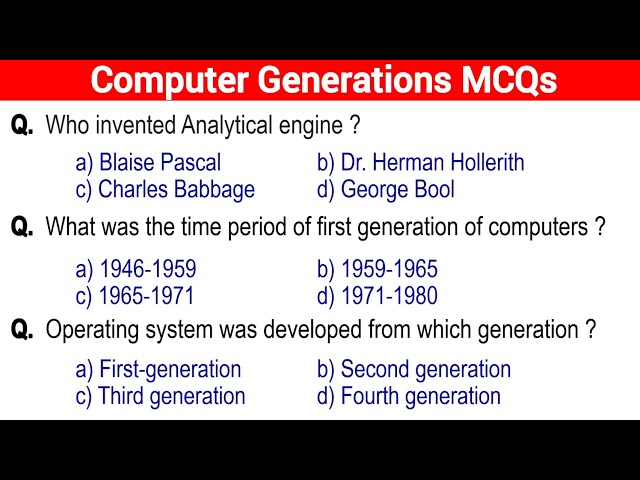 MCQ on Computer History and Generations