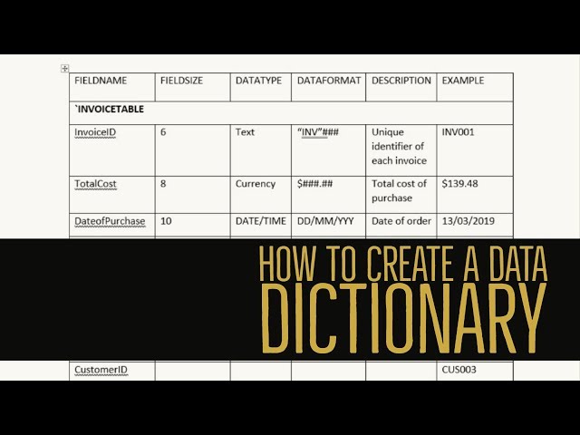 How to create a DATA DICTIONARY (Hospital Transport Database)