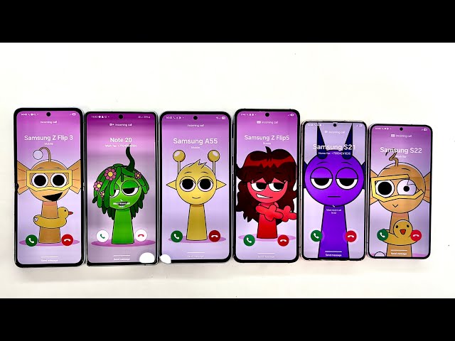 Incoming Call Sprunki Samsung S21 + Galaxy S22 + Galaxy A55 + Galaxy Note 20 + Z Flip 3 + Z Flip 5 