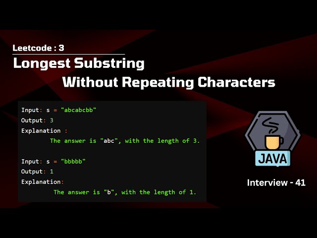 Longest Substring Without Repeating Character  |  Sliding Window | Leetcode  : 3 | Java | Tamil