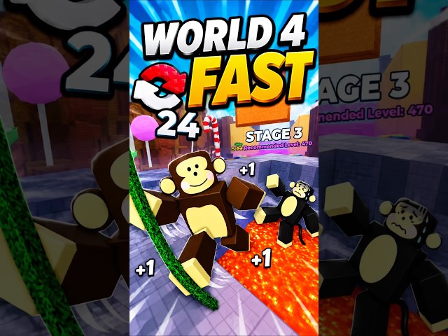 How to get to world 4 Fast in speed monkey escape  #roblox