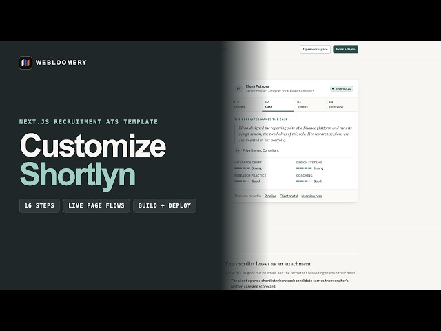 Shortlyn Tutorial — Customize a Next.js Recruitment ATS Website Template | Webloomery