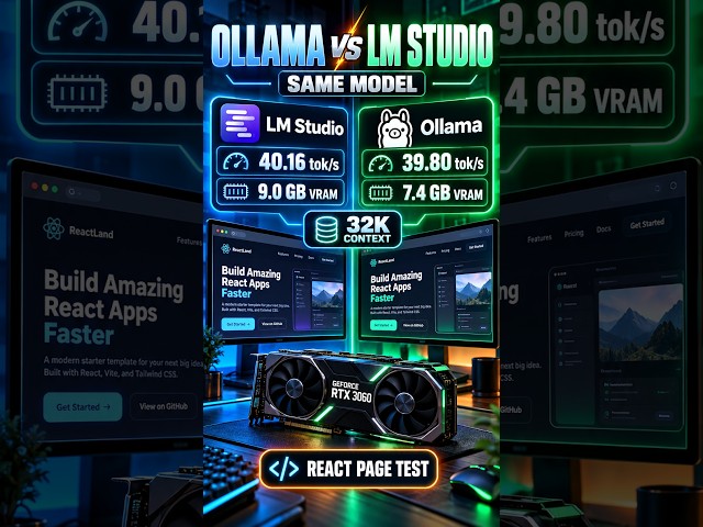 Ollama vs LM Studio: Same Model, Real React 3D Test  #ai #localai #aiagents #github #rtx3060