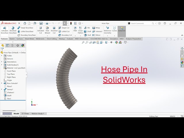 SolidWorks Tutorial | Hose Pipe in SolidWorks | Hose Pipe 3D Model