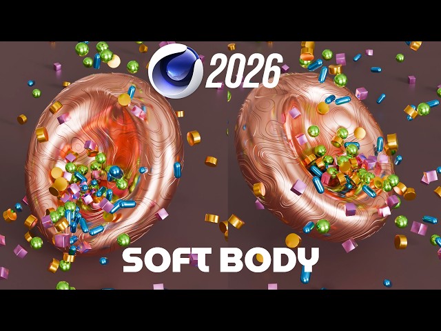 Cinema 4D Tutorial Beginner (2026)  | Satisfying Soft Body Animation 🤯 C4D