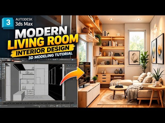 How to Create a Modern Living Room in 3ds Max | Step-by-Step ( Part 3)