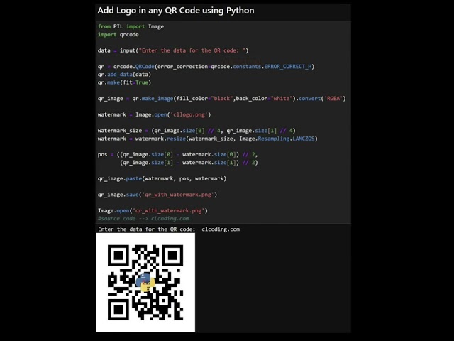 Add Logo in any QR Code using Python #ai #coding #datastructuresandalgorithmsinpython
