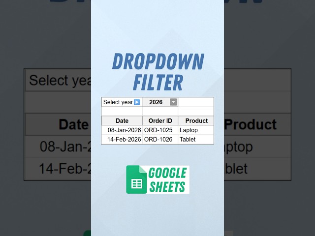 How to filter your data by year with a dropdown in Google Sheets